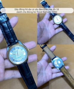 Dây đồng hồ da cá sấu đen ETN size 20-18 dành cho Đồng hồ Tissot Ballade COSC