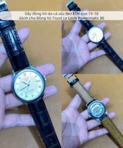 Dây đồng hồ da cá sấu đen ETN size 19-18 dành cho Đồng hồ Tissot Le Locle Powermatic 80