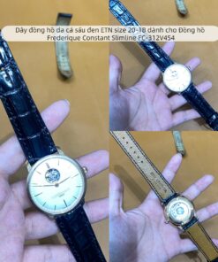 Dây đồng hồ da cá sấu đen ETN size 20-18 dành cho Đồng hồ Frederique Constant Slimline FC-312V4S4