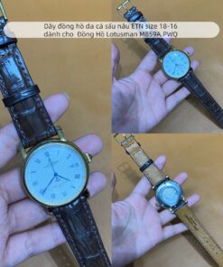 Dây đồng hồ da cá sấu nâu ETN size 18-16 dành cho  Đồng Hồ Lotusman M859A.PWQ