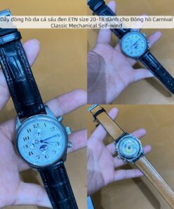 Dây đồng hồ da cá sấu đen ETN size 20-18 dành cho Đồng hồ Carnival Classic Mechanical Self-wind