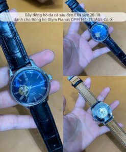 Dây đồng hồ da cá sấu đen ETN size 20-18 dành cho Đồng hồ Olym Pianus OP99141-71.1AGS-GL-X