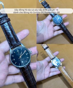 Dây đồng hồ da cá sấu nâu ETN size 20-18 dành cho Đồng hồ Certina DS Powermatic 80